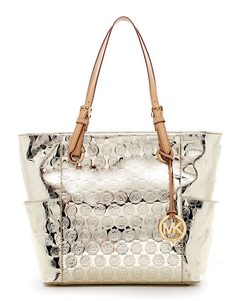 michael kors gold signature tote|Michael Kors large signature tote.